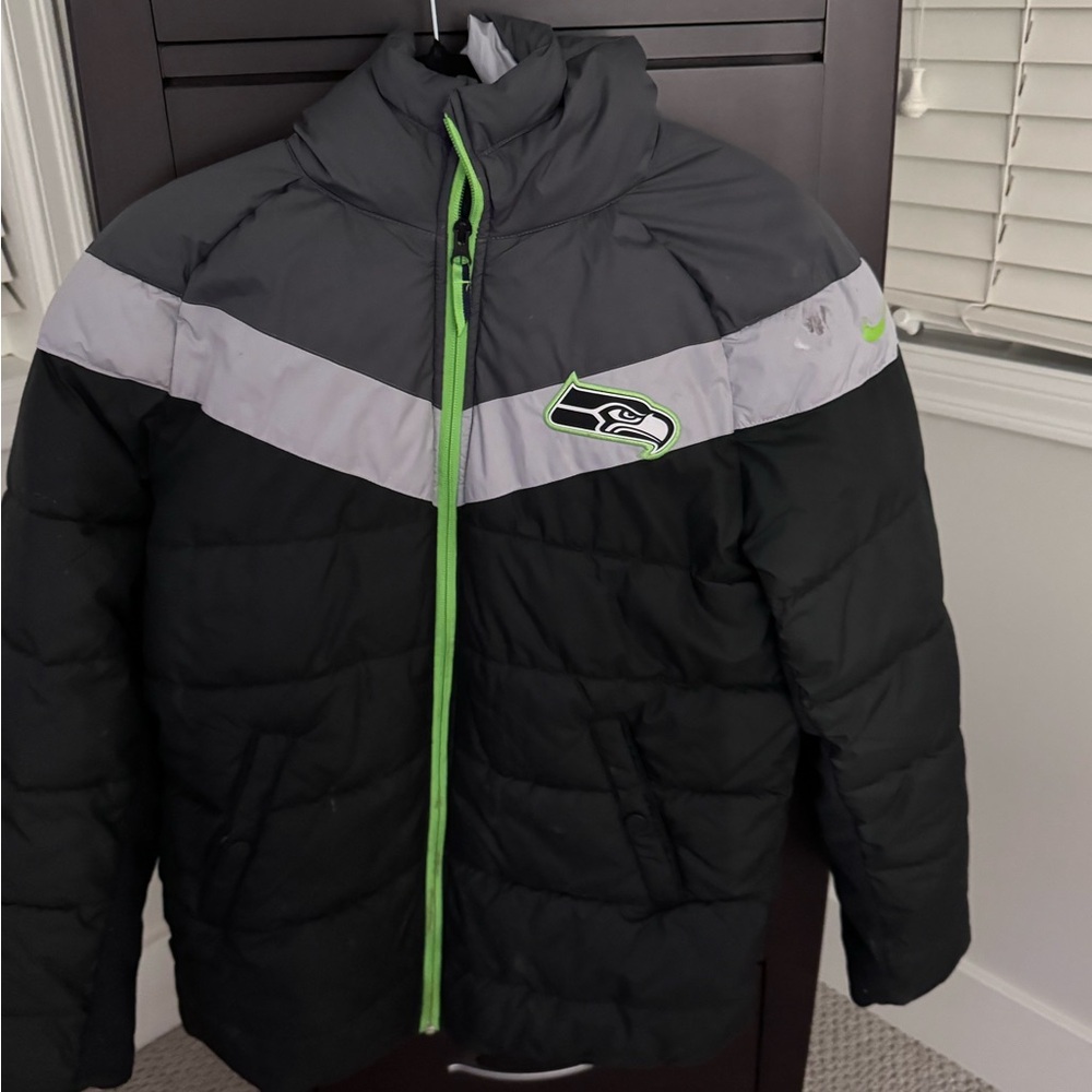 Nike SEAHAWKS Kids Black and Gray Puffer Jacket